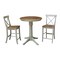 International Concepts Round 30 in Rd Ped Gathering Ht Table, 2 X-Back Counter Ht Stools, Hickory/Stone, 30 in W, 30 in L K41-30RT-27B-S6132-2 - alternate 1